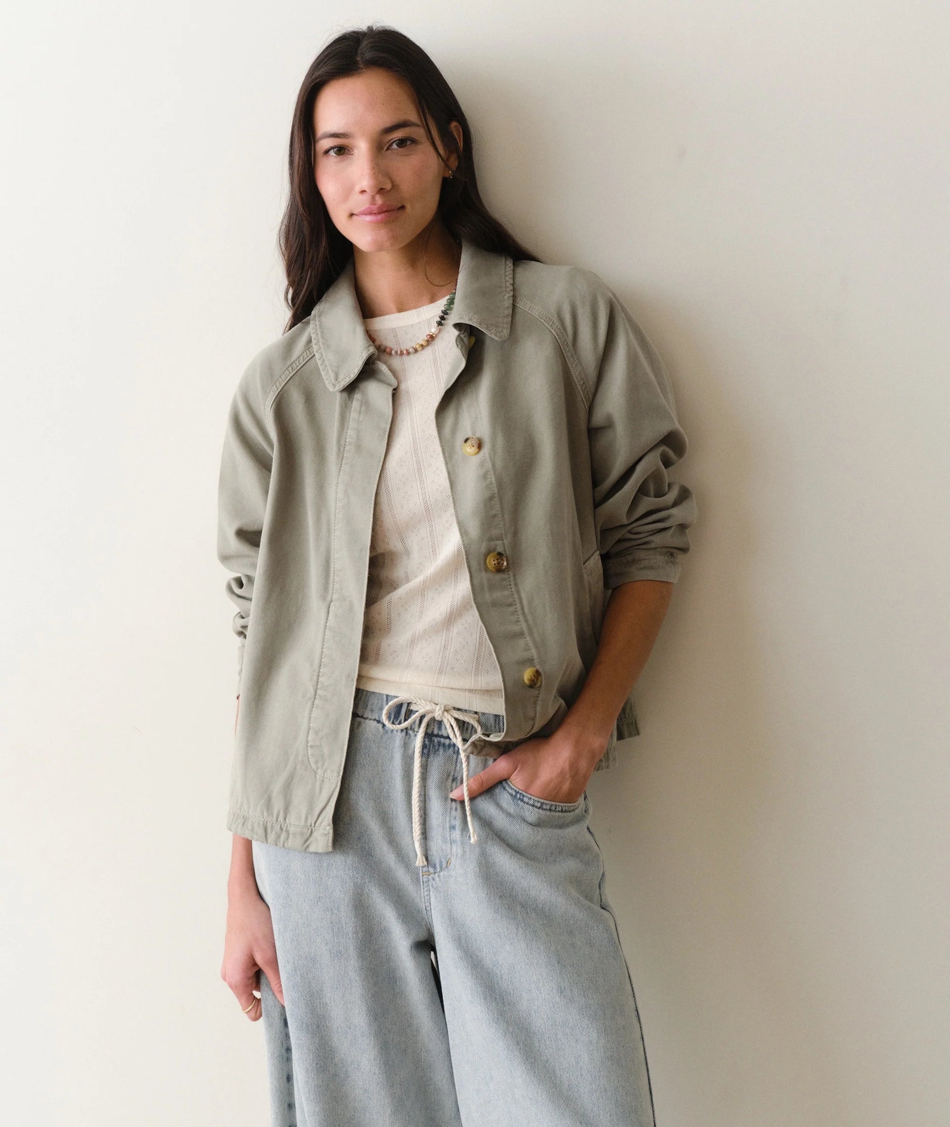 Olivia Cropped Trench-Sage