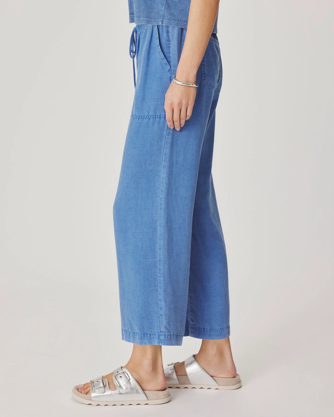 Angie Crop Wide Leg Pant- Perfect Blue