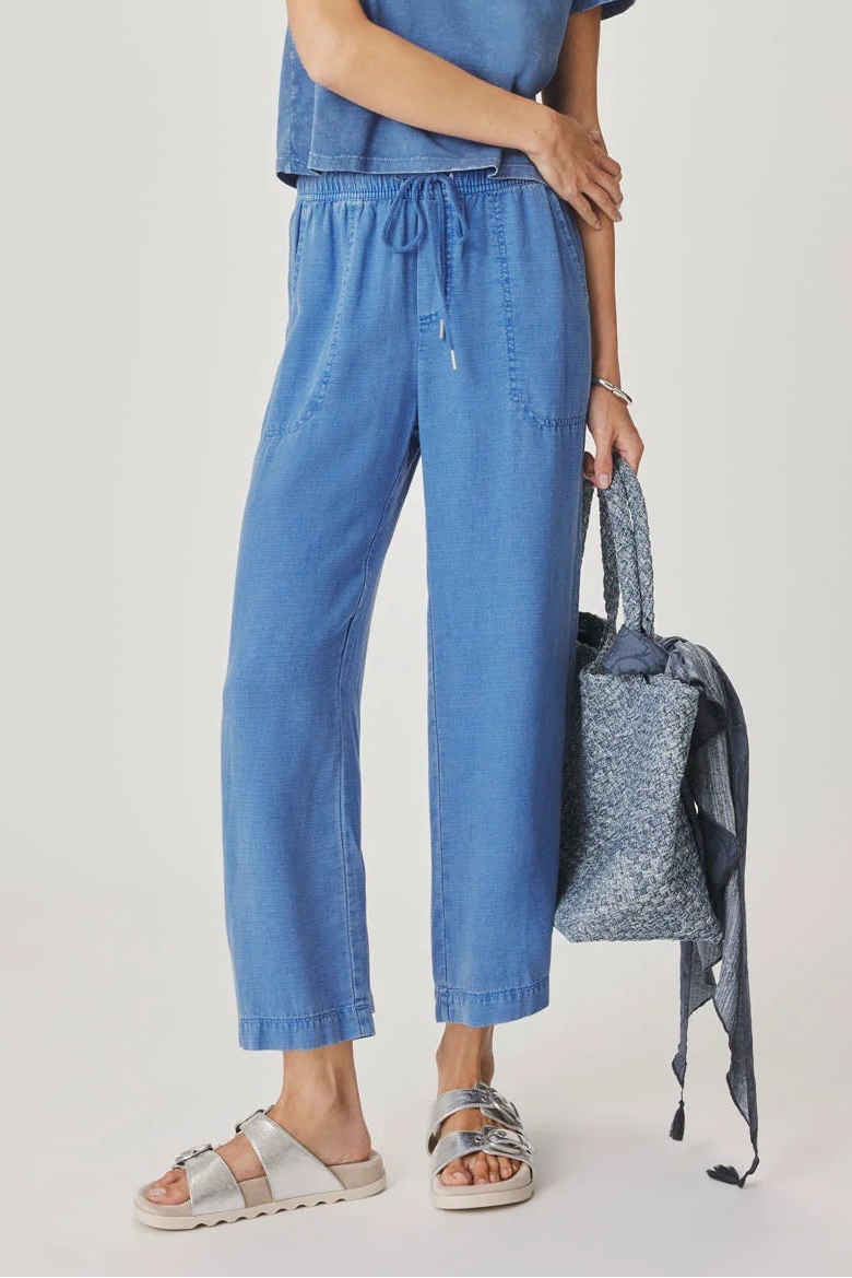Angie Crop Wide Leg Pant- Perfect Blue