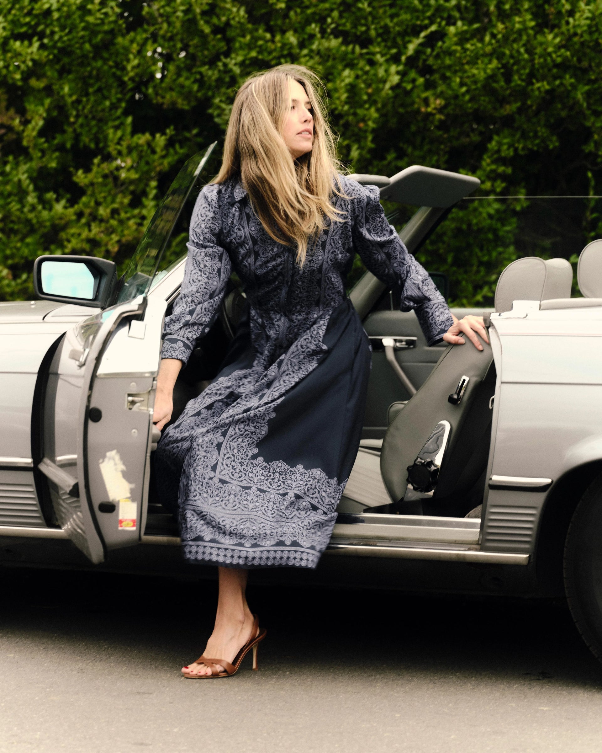 Grace Midi Dress-Carmel Trellis