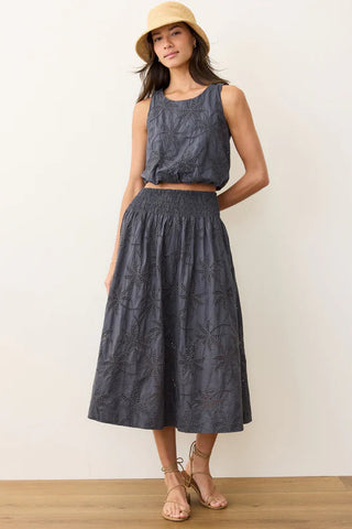Bae Eyelet Midi Skirt- Indigo
