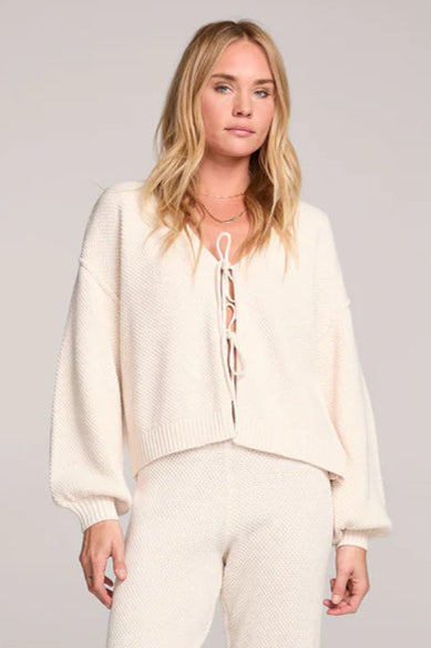 Ellyn Tie Front Sweater- Natural
