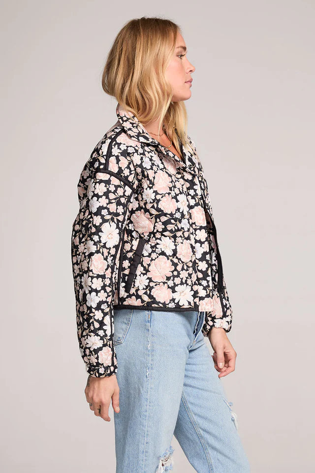Leni Quilted Jacket- Black Floral