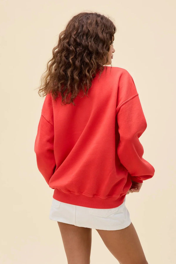 Cowboy Wanted BF Crew Sweatshirt- Cherry Red