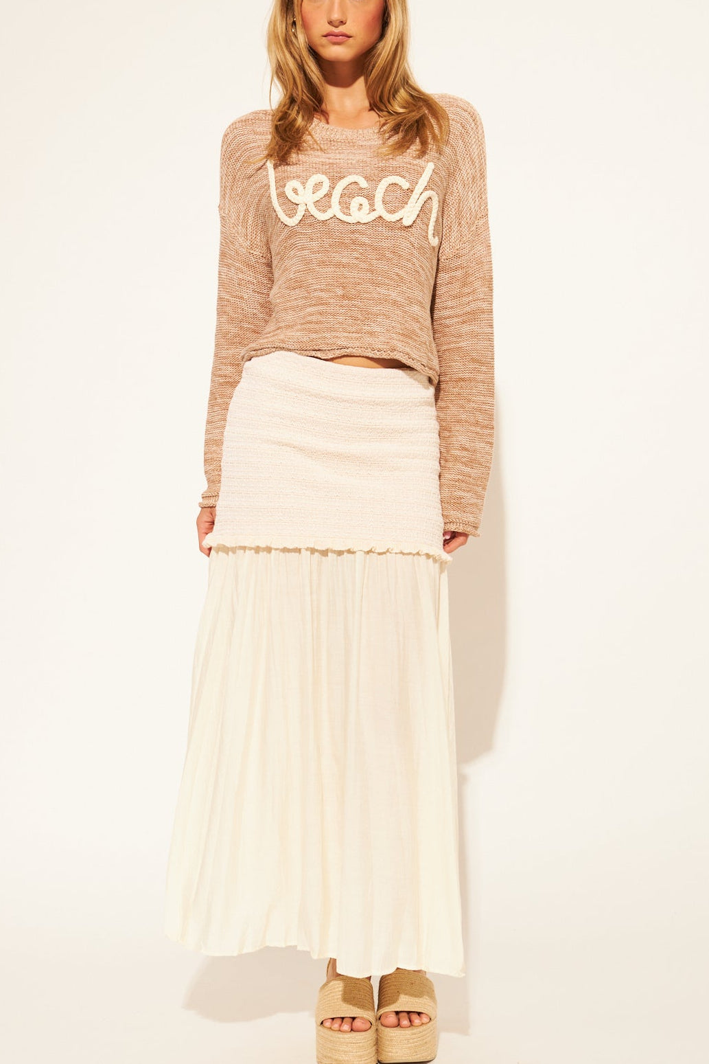 Rocco Open Knit Beach Sweater- Pebble Beach