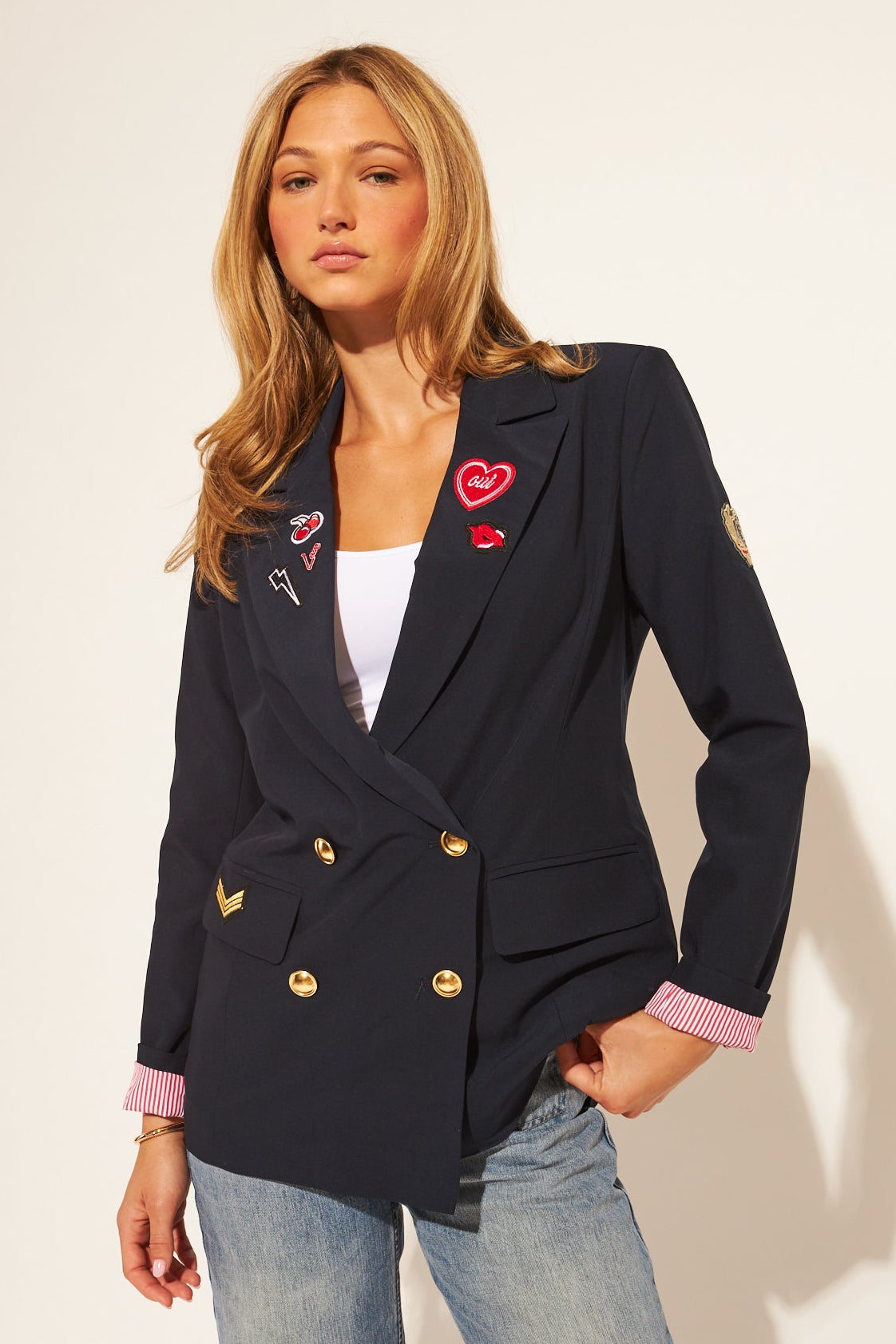 Blaine Patchwork Blazer- Heritage Indigo