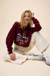 Elton John Yellow Brick Road Cutoff Sweatshirt- Dark Cherry