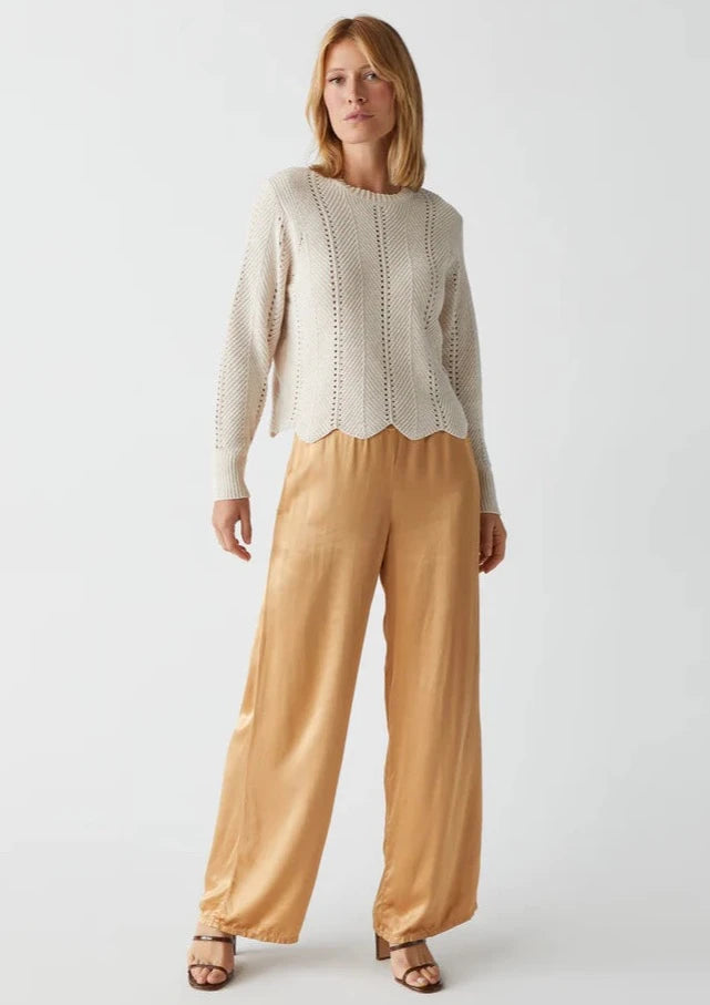 Lakin Cropped Crew Neck Pullover- Chalk