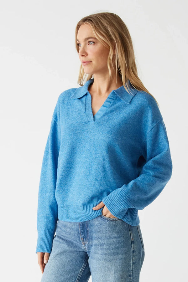 Jonas Johnny Collar Sweater- Sky