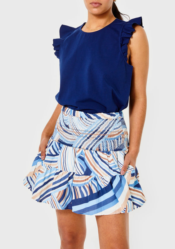Kylie Mini Skirt- Blue Wave Print