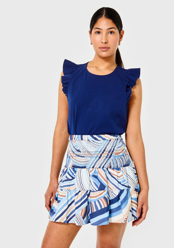 Kylie Mini Skirt- Blue Wave Print