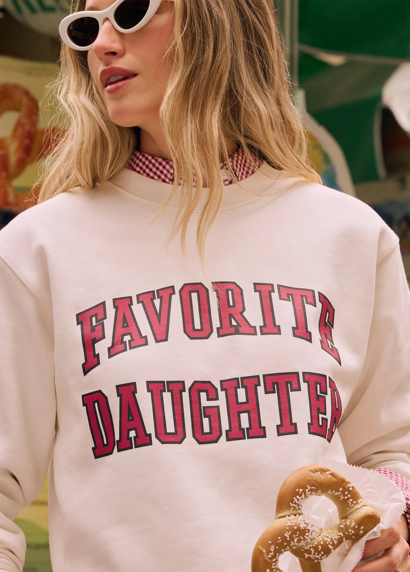 The Collegiate Classic Sweatshirt- Gardenia Raspberry