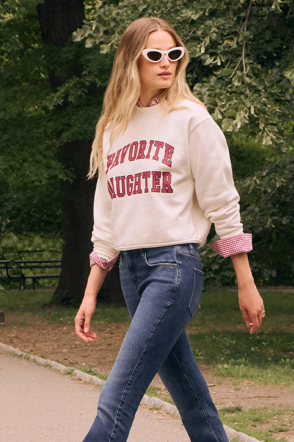 The Collegiate Classic Sweatshirt- Gardenia Raspberry