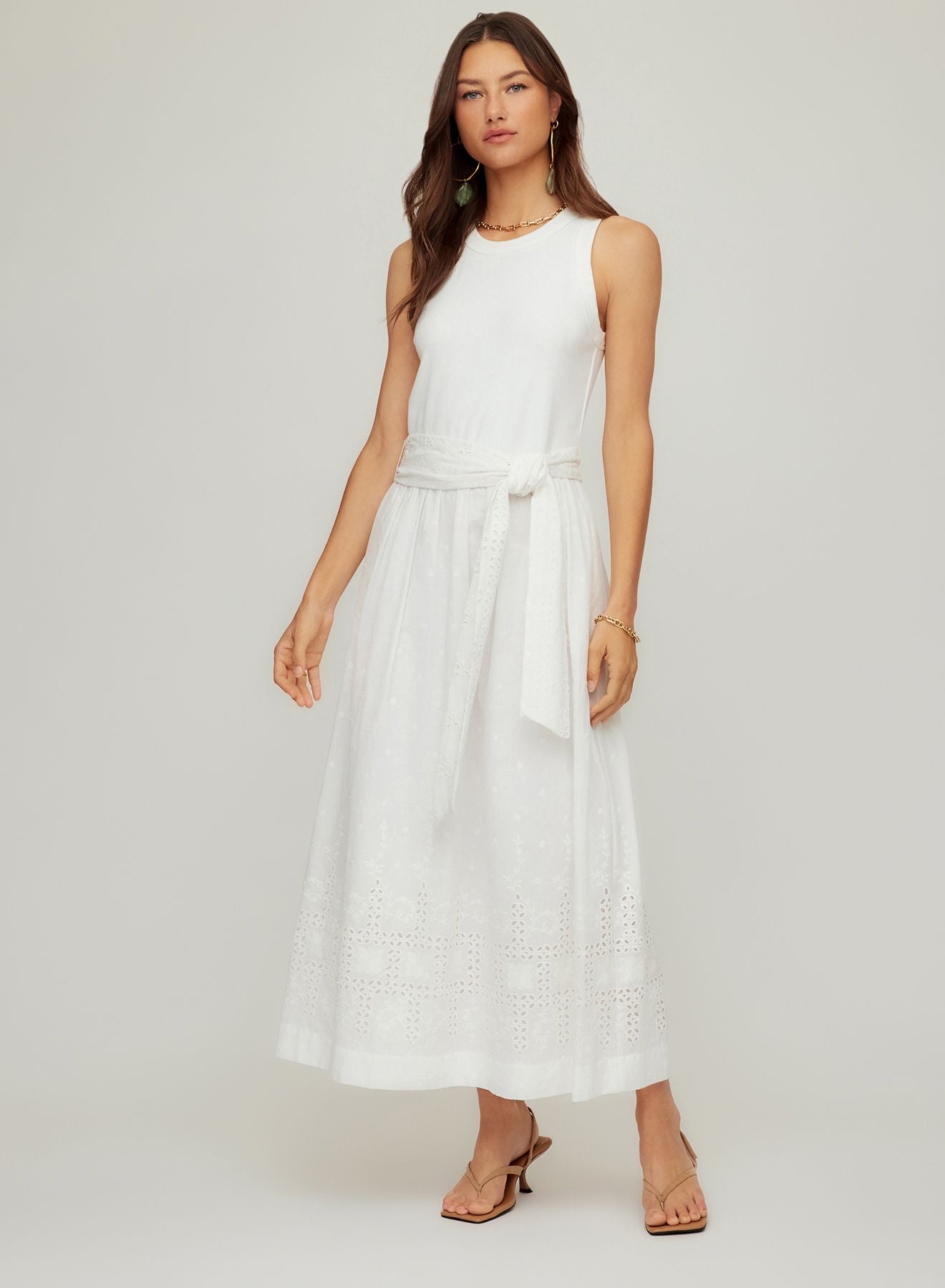 Seline Contrast Midi Dress- Off White