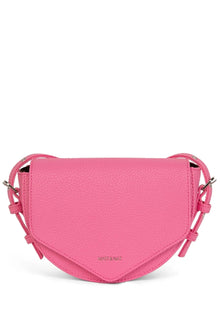 Twill Vegan Leather Saddle Bag- Rosebud Pink