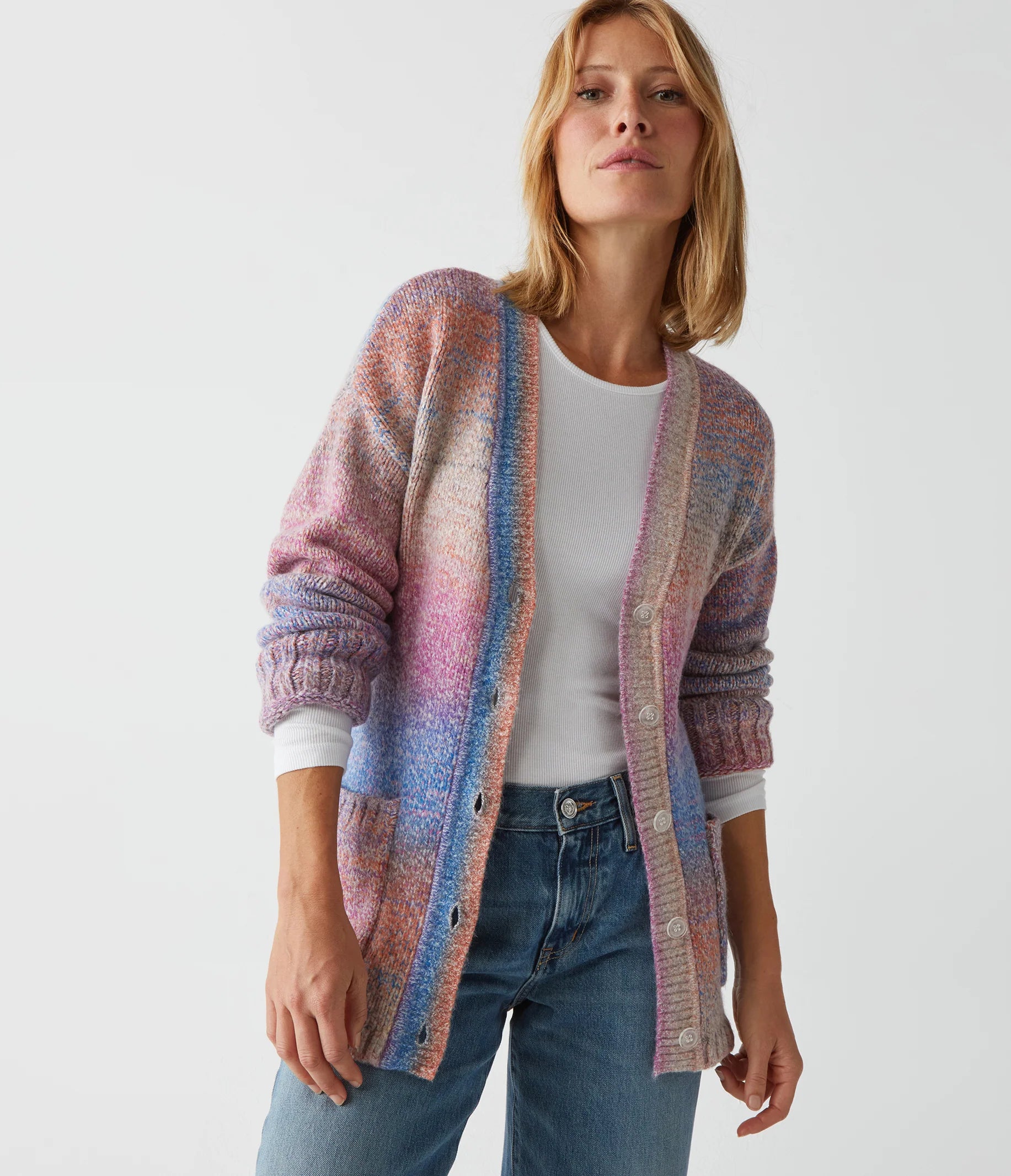 Merle Cardigan With Tie- Berry Combo
