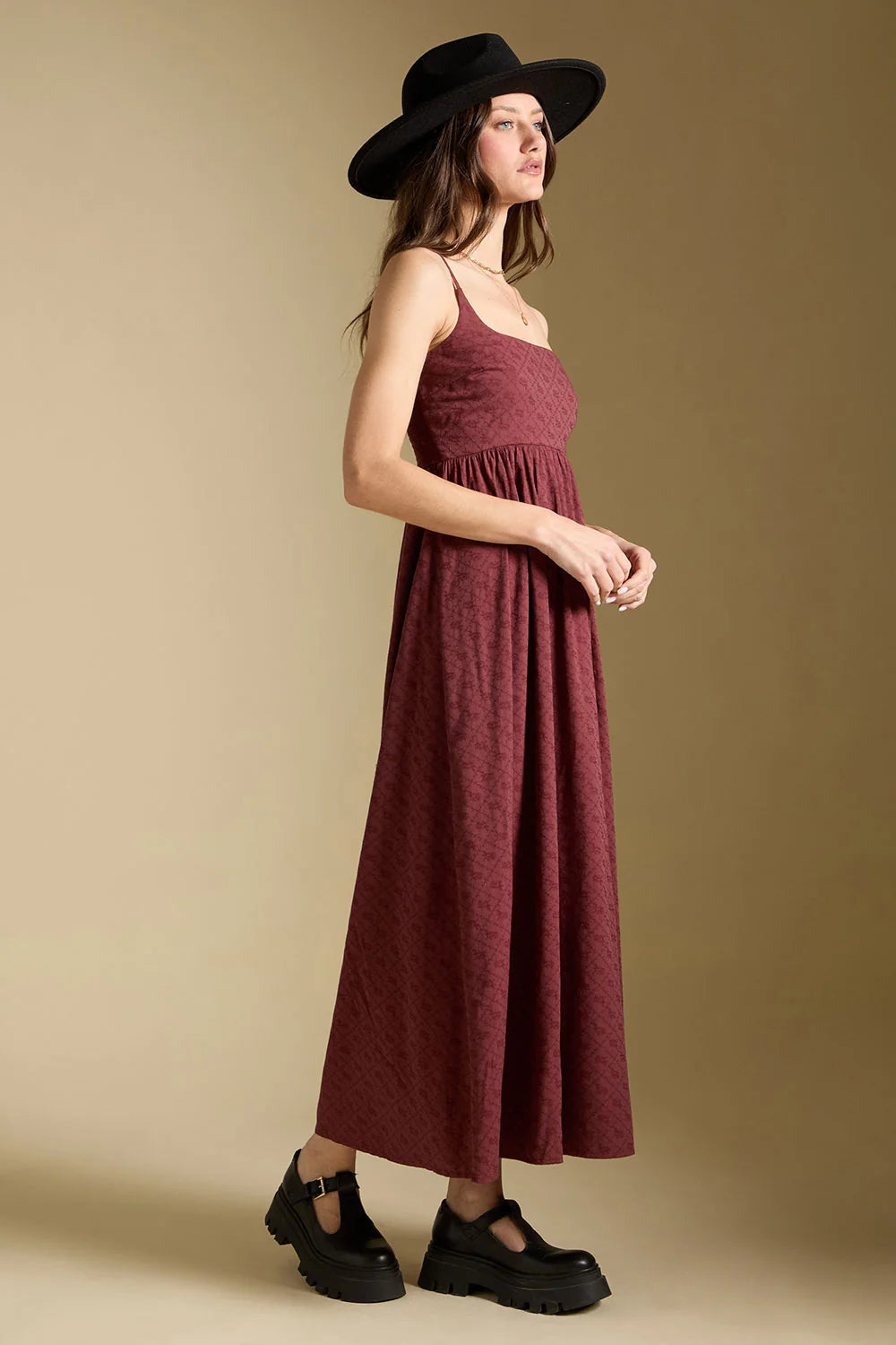 Adelana Tank Midi Dress - Merlot