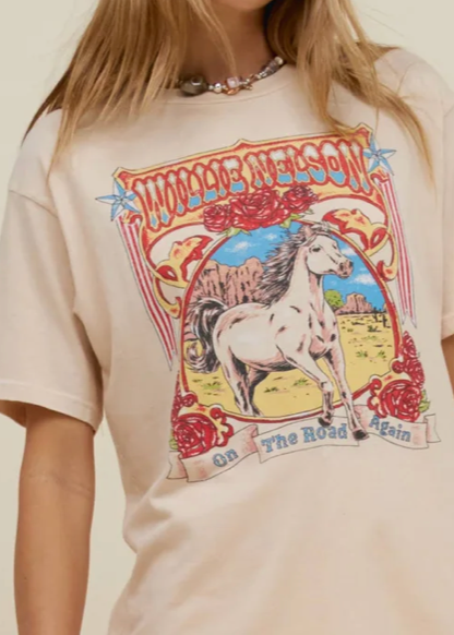 Willie Nelson On The Road Again Weekend Tee- Sand**FINAL SALE**