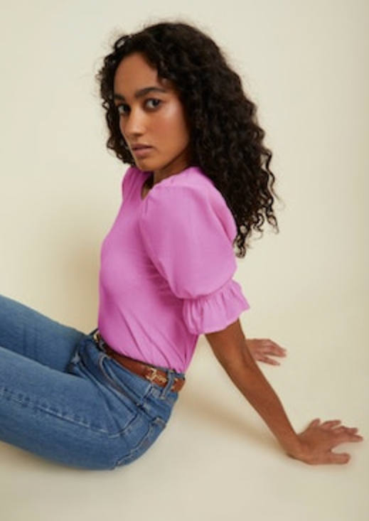 Bia Gathered Sleeve Tee- Prom Date
