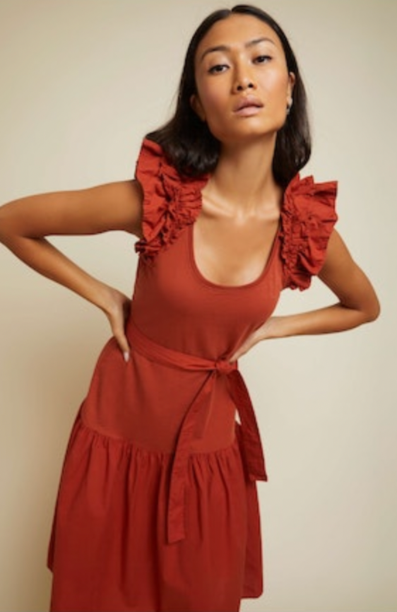 Everleigh Frilly Dress- Cayenne**FINAL SALE**