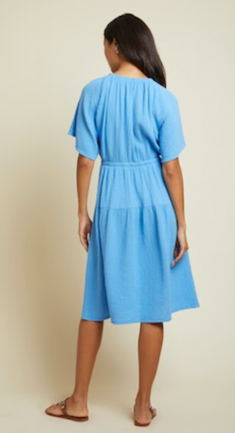 Soon Tiered Midi Dress- Lapis Blue**FINAL SALE**
