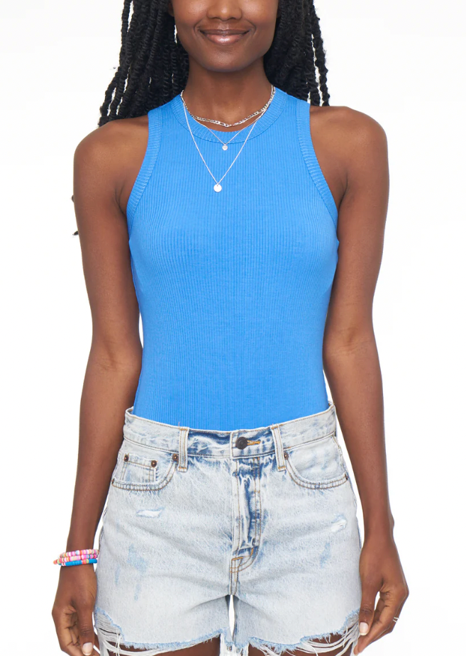 Blake Bodysuit Tank Top- Azure Blue