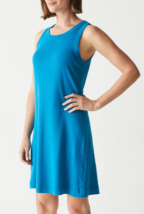 Eliza Above The Knee Dress- Pacific Blue