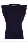 Rory Ribbed Knit Sweater Top- Navy