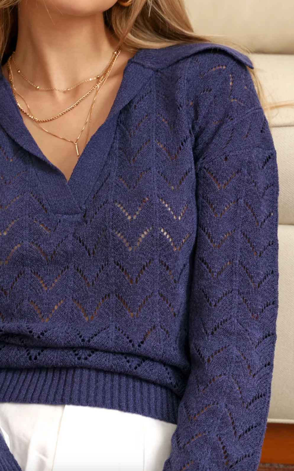 Willis Pointelle Polo Sweater Knit