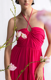 Tiered Halter Neck Maxi Dress- Sunkissed Pink