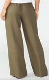 Smocked Wide Leg Linen Pant- Mossy Green