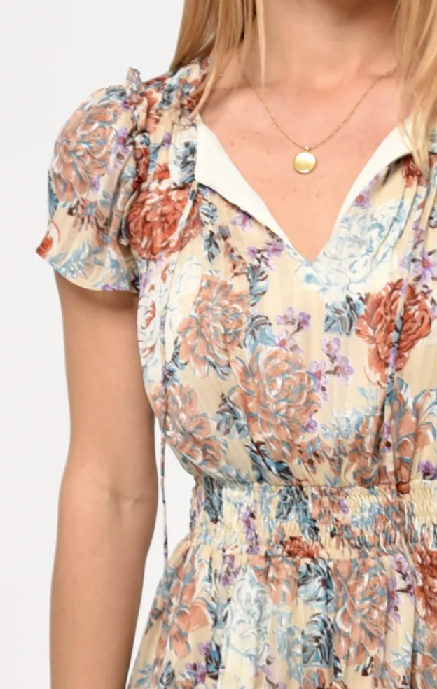 Keina Flutter Sleeve Mini Dress—Floral