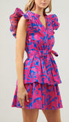 Yeraldi Berry Marisol Tiered Mini Dress- Pink and Blue