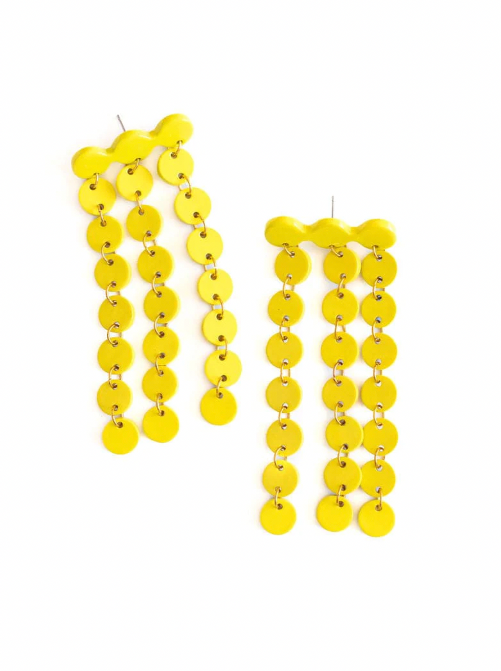 Yellow Cascading Shield Earrings