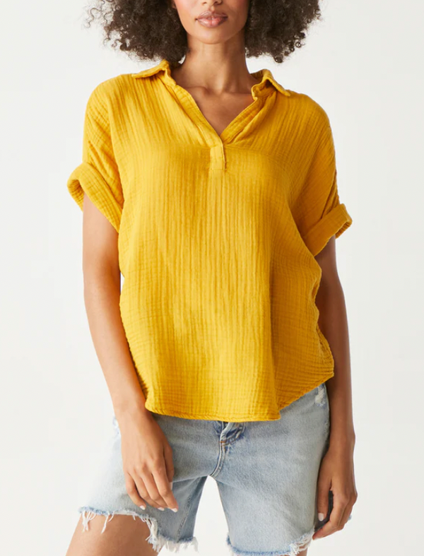 Gigi Double Gauze Popover Shirt- Tumeric Yellow *FINAL SALE*