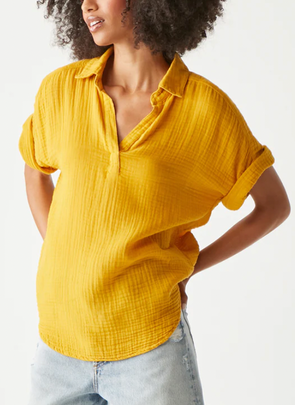 Gigi Double Gauze Popover Shirt- Tumeric Yellow *FINAL SALE*