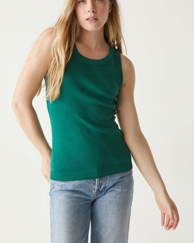 Paloma Open Crew Neck Tank- Ivy Green