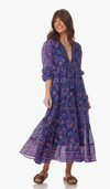 Kayla Printed Midi Dress—Indigo Print