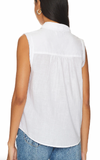 Monique Button Down Sleeveless Shirt- White