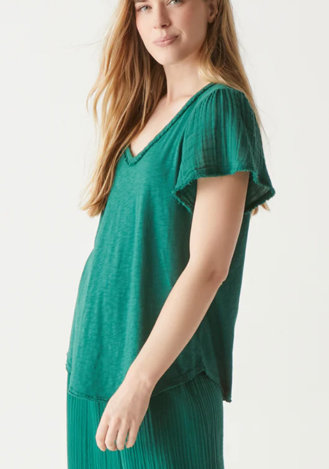 Tate Fabric Mix Tee- Ivy