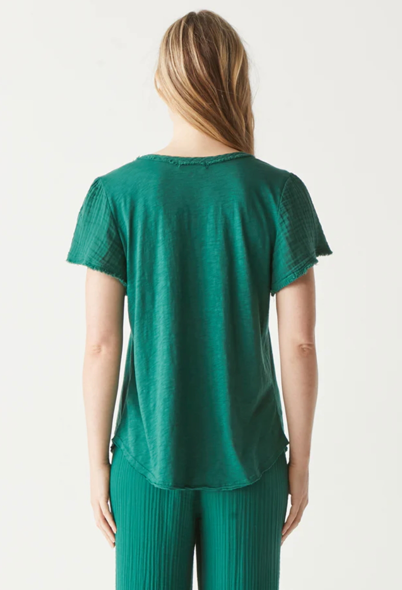 Tate Fabric Mix Tee- Ivy