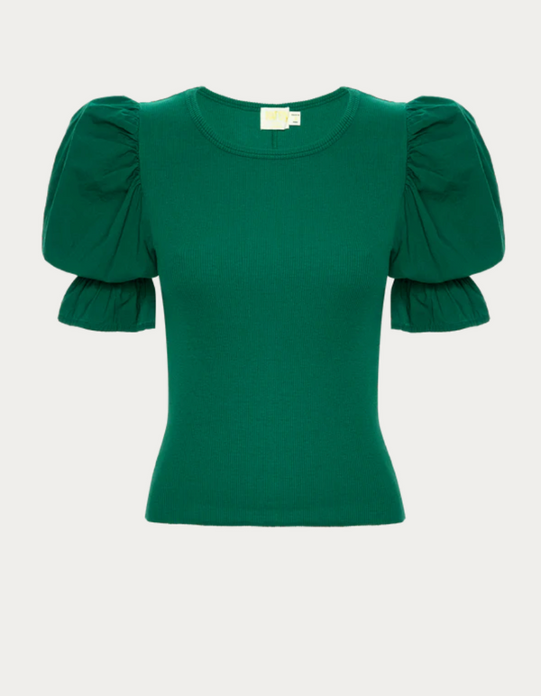 Kenzie Flounce Sleeve Tee—Emerald Green