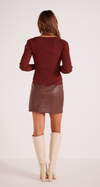 Amber Cutout Knit Top- Chocolate Brown