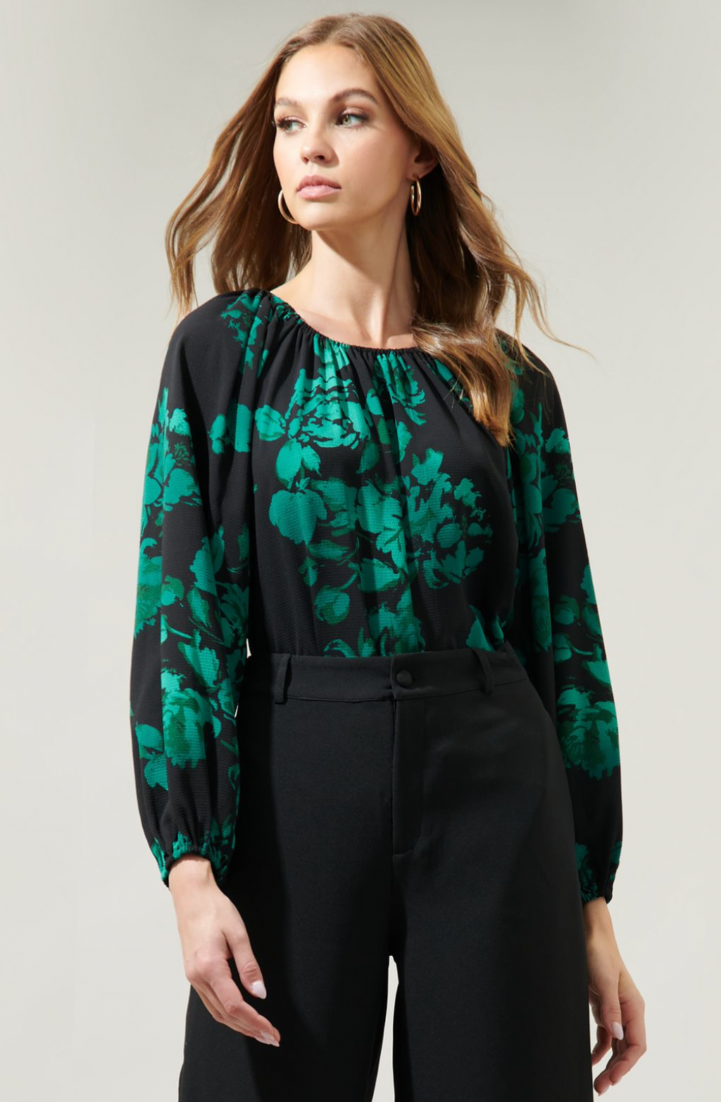 Krypton Floral Marica Balloon Sleeve Top