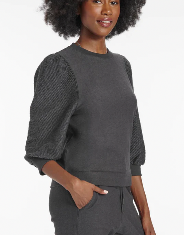Evelyn Terry Pullover- Lead Grey