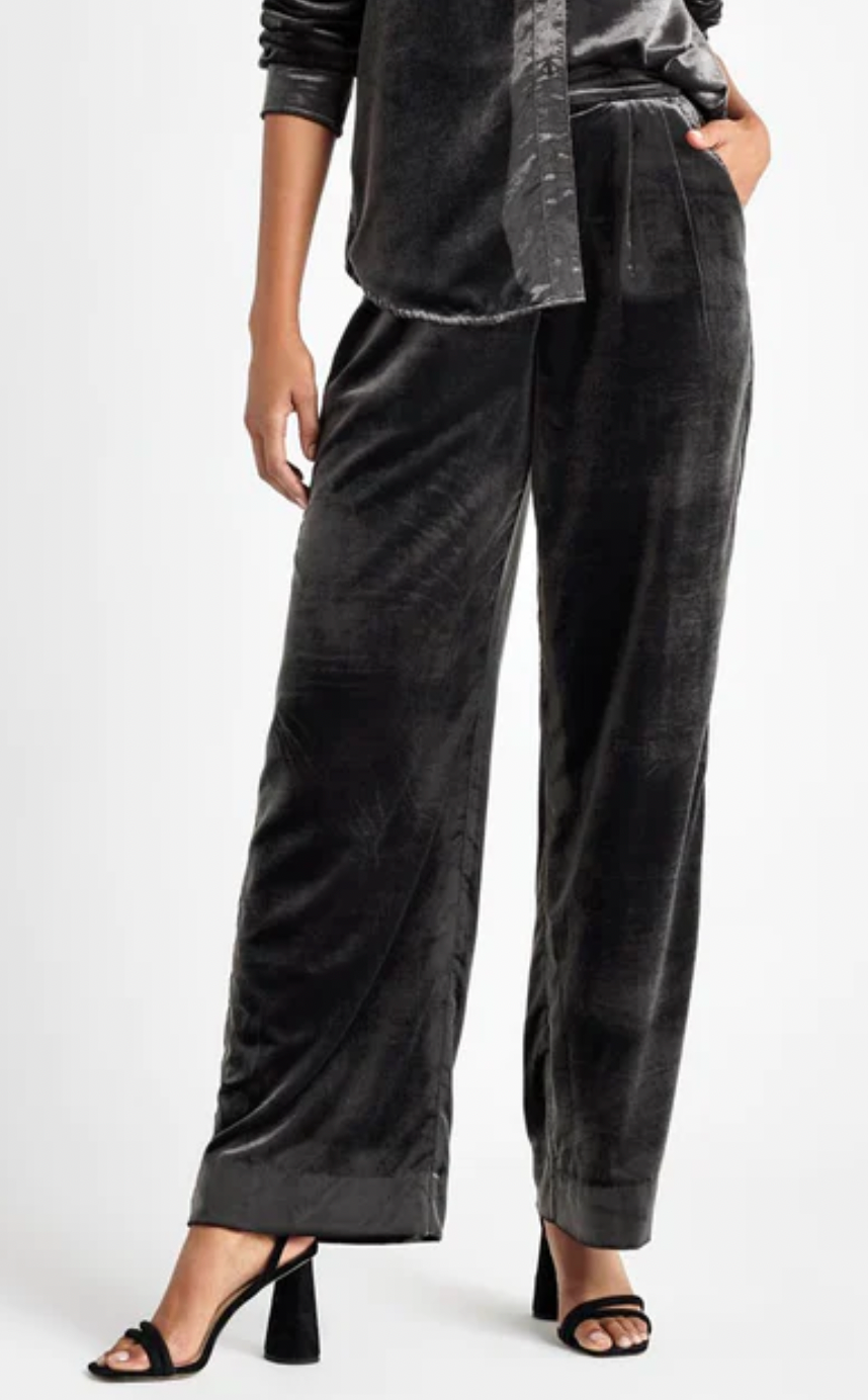 Irene Velvet Pant- Lead Grey