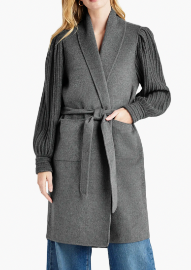 Ivy Sweater Mix Wool Coat- Heather Charcoal