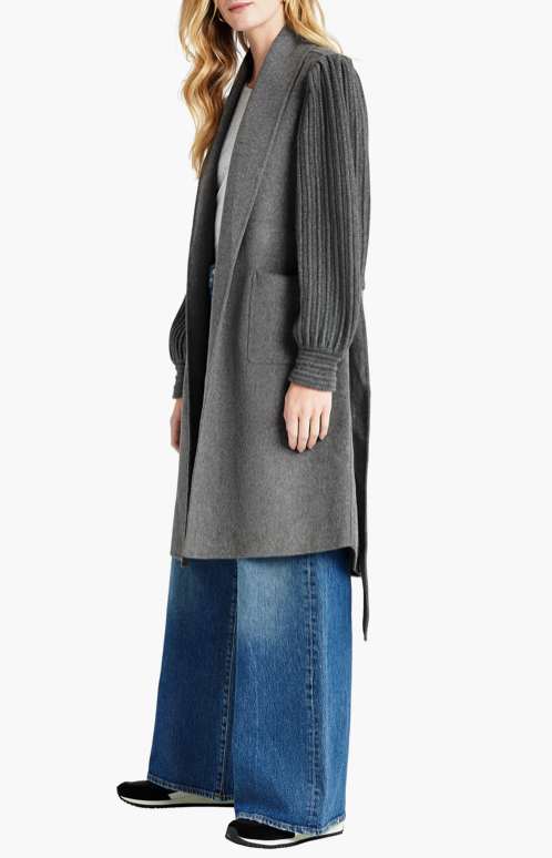 Ivy Sweater Mix Wool Coat- Heather Charcoal**FINAL SALE**