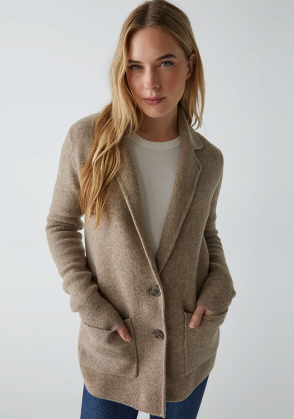 Diana Knit Blazer- Dark Oatmeal**FINAL SALE**