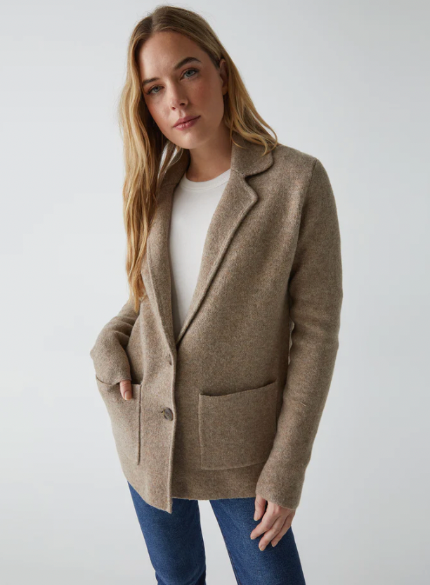 Diana Knit Blazer- Dark Oatmeal**FINAL SALE**